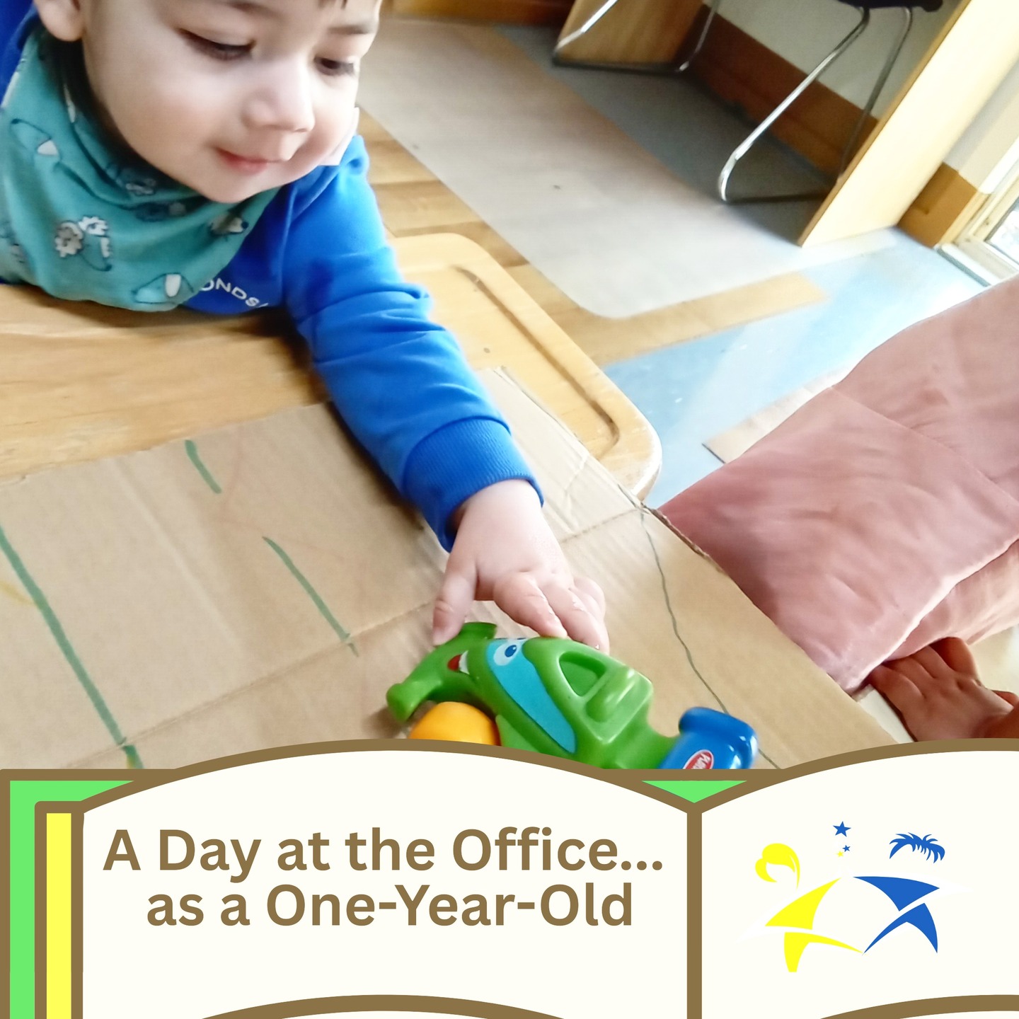 A toddler at imaginative play with a toy car at My Stars Berwick